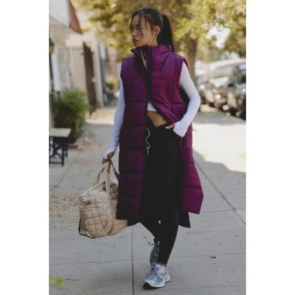 Free People FP Movement Long Puffer Vest – Black Cherry – Size M – NWT $198